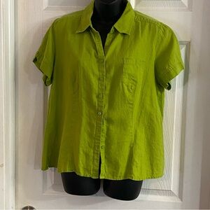 Kim Rogers 100% linen Lime Button-Down Shirt
